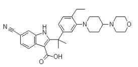 6-氰基-2-[1-[4-乙基-3-[4-(4-嗎啉基)-1-哌啶基]苯基]-1-甲基乙基]-1H-吲哚-3-羧酸